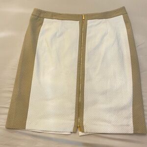 Beige and white knee length Calvin Klein skirt
